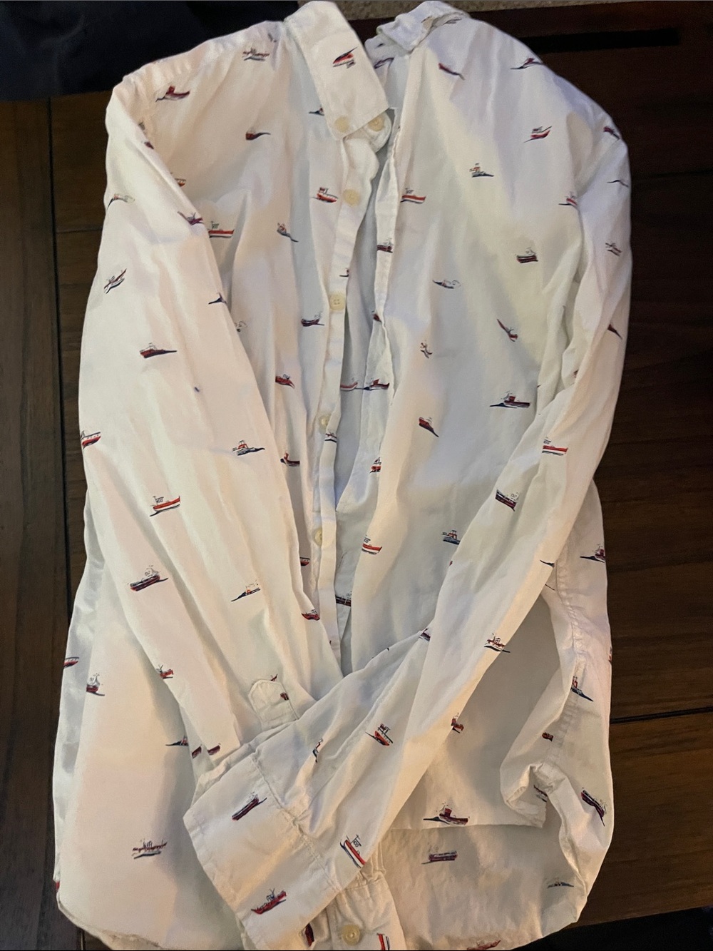 Aeropostale White Shirt with Red & Navy Accents